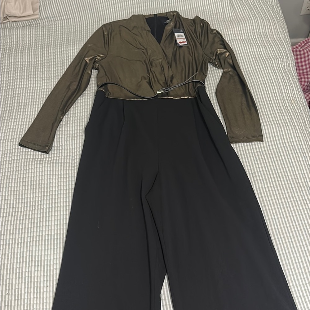 Tommy Hilfiger Black and Green Jumpsuit with Wide-Leg Design